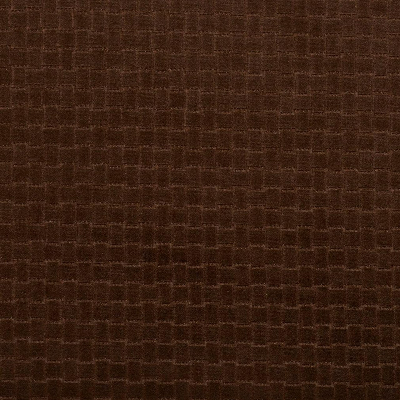 Brown Small Scale Geometric Velvet Woven Pattern Upholstery Fabric by The Yard - SKU: Davina Cocoa